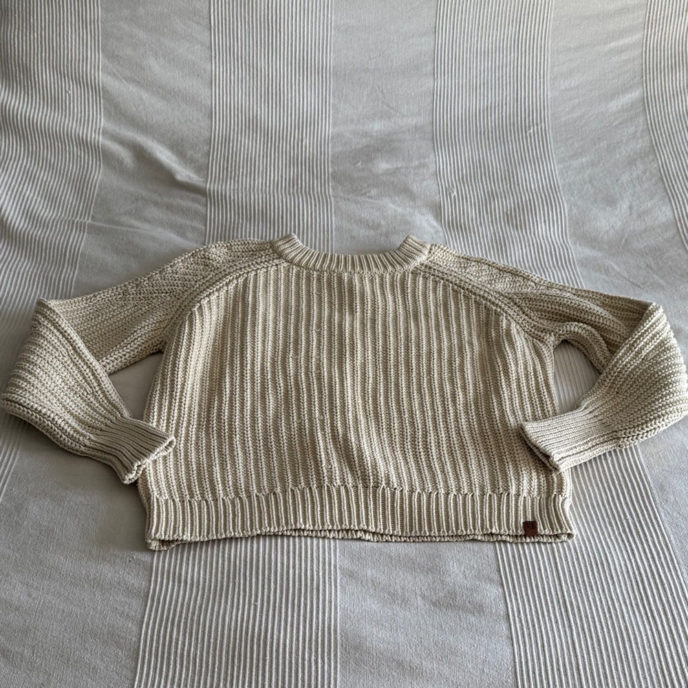 Roots Cream Knit Crewneck Sweater Small